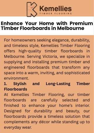 Enhance Your Home with Premium Timber Floorboards in Melbourne