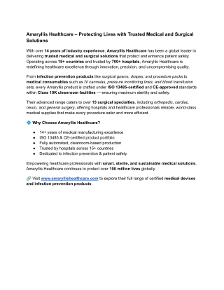 Amaryllis Healthcare – Protecting Lives with Trusted Medical and Surgical Solutions
