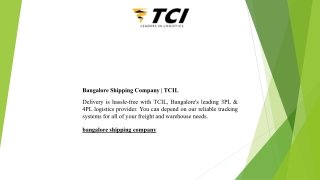 Bangalore Shipping Company TCIL