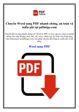 Chuyển Word sang PDF nhanh chóng, an toàn và miễn phí tại pdfmigo.com
