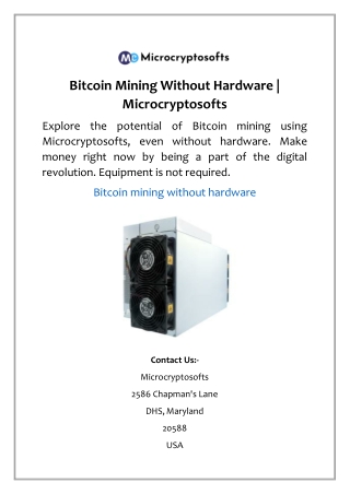 Bitcoin Mining Without Hardware | Microcryptosofts