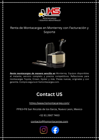 Renta de Montacargas en Monterrey con Facturación y Soporte