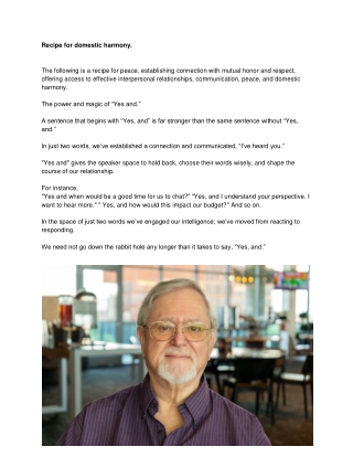 Recipe for domestic harmony