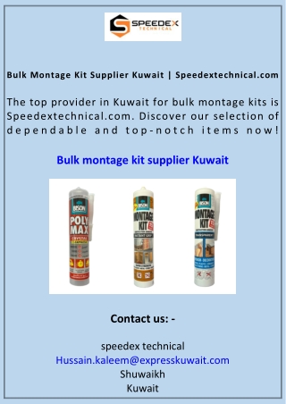 Bulk Montage Kit Supplier Kuwait Speedextechnical.com