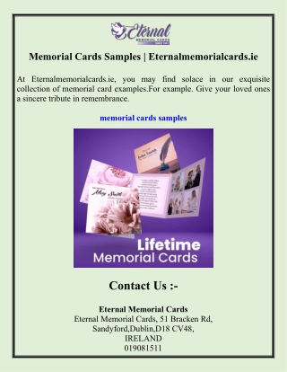 Memorial Cards Samples  Eternalmemorialcards.ie