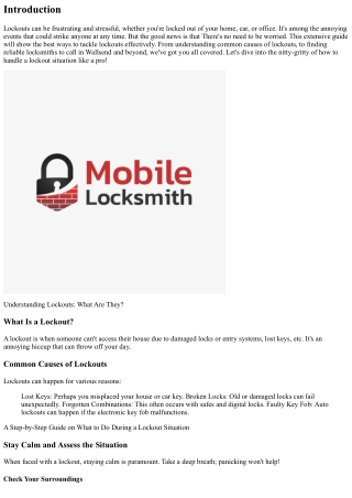 How to Deal with an Lockout: A Manual for Step by Step