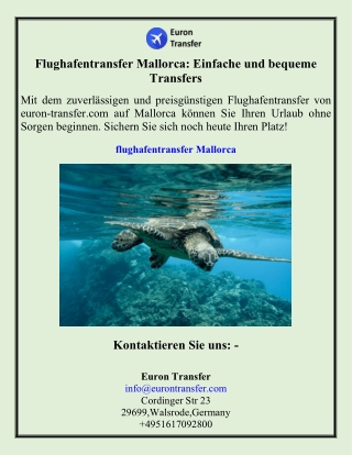 Flughafentransfer Mallorca Einfache und bequeme Transfers