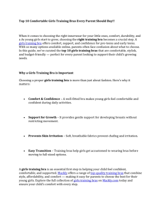 Top 10 Comfortable Girls Training Bras Every Parent Should Buy!!