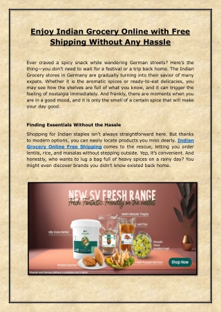 Enjoy Indian Grocery Online with Free Shipping Without Any Hassle