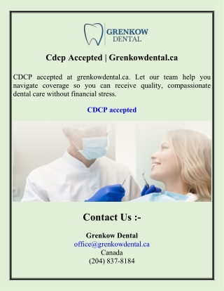 Cdcp Accepted  Grenkowdental.ca