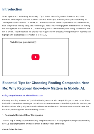 Essential Tips for Choosing Roofing Companies Near Me: Why Regional Know-how Mat