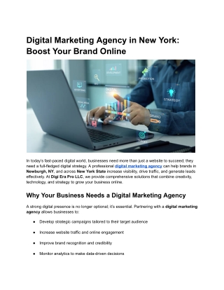Digital Marketing Agency in New York: Boost Your Brand Online