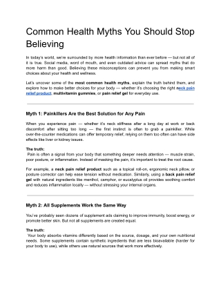 Common Health Myths You Should Stop Believing