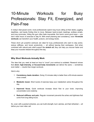 10-Minute Workouts for Busy Professionals_ Stay Fit, Energized, and Pain-Free