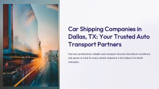 Car Shipping Companies Dallas Tx