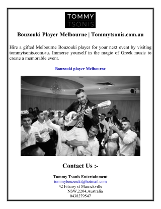 Bouzouki Player Melbourne  Tommytsonis.com.au