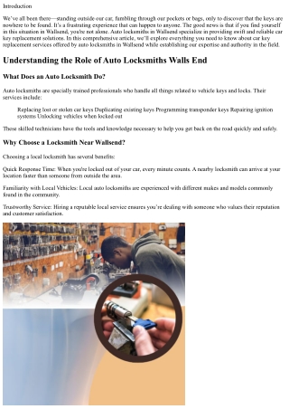 Car Key Replacement Solutions Offered by Auto locksmiths at the wall's close