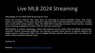 Live MLB 2024 Streaming