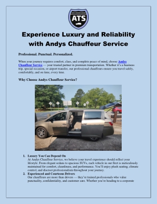 Andys Chauffeur Service – Premium, Reliable, and Luxurious Transportation