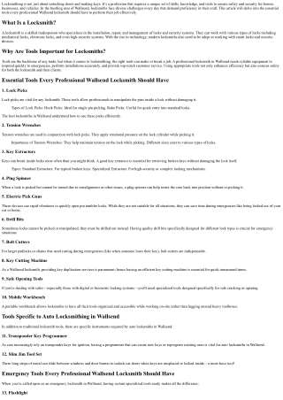 Essential Tools Every Professional wallSend locksmith Should Have