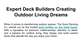 Expert Deck Builders Creating Outdoor Living Dreams