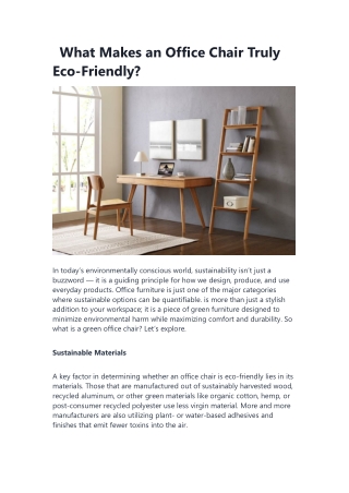 What Makes an Office Chair Truly Eco friendly