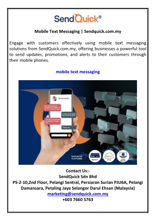 Mobile Text Messaging | Sendquick.com.my