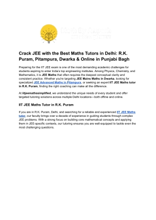 Crack JEE with the Best Maths Tutors in Delhi_ R