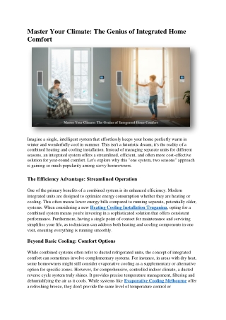 Master Your Climate The Genius of Integrated Home Comfort