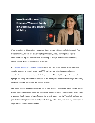 How Panic Buttons Enhance Women’s Safety in Corporate and Shared Mobility