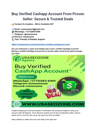Buy Verified Cashapp Account From Proven Seller