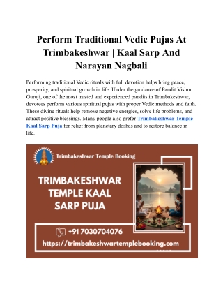 Perform Traditional Vedic Pujas At Trimbakeshwar | Kaal Sarp And Narayan Nagbali
