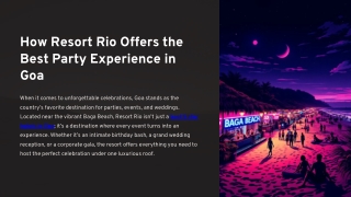 How Resort Rio Offers the Best Party Experience in Goa
