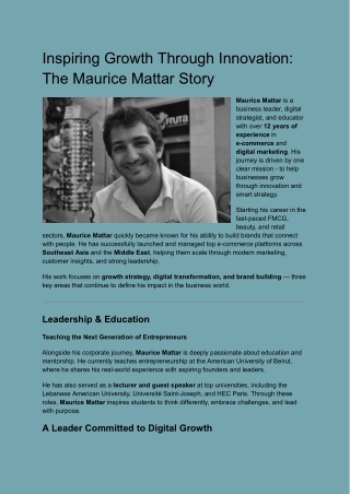 Inspiring Growth Through Innovation