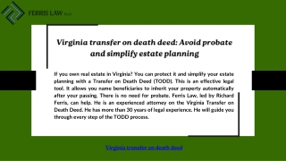 Virginia transfer on death deed: Avoid probate and simplify estate planning