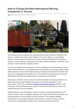 How to Choose the Best International Moving Companies in Toronto