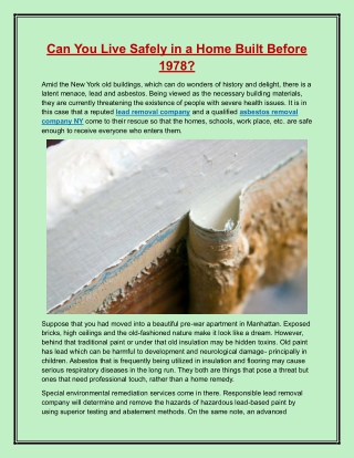 Can You Live Safely in a Home Built Before 1978?