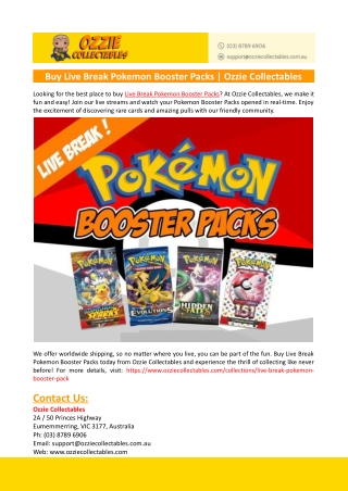 Live Break Pokemon Booster Packs