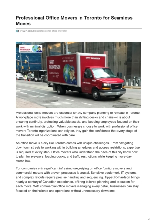 Professional Office Movers in Toronto for Seamless Moves