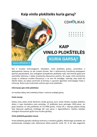 Kaip vinilo plokštelės kuria garsą?