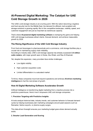 AI-Powered Digital Marketing - The Catalyst for UAE Cold Storage Growth in 2026