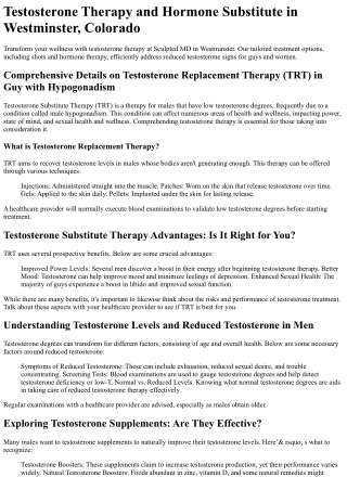 Testosterone Therapy Westminster