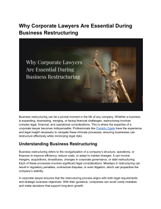 How Franklin Ogele Assists Organizations Restructure with Confidence