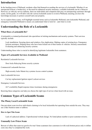 Locksmith Scams: A guide to residents of Wallsend