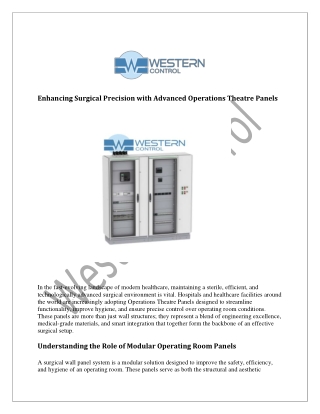 Enhancing Surgical Precision with Advanced Operations Theatre Panels