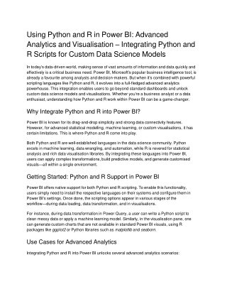 Using Python and R in Power BI_ Advanced Analytics and Visualization – Integrating Python and R Scripts for Custom Data