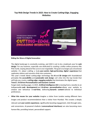 Top Web Design Trends in 2025 How to Create Cutting-Edge, Engaging Websites