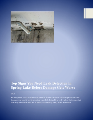 Top Signs You Need Leak Detection in Spring Lake Before Damage Gets Worse