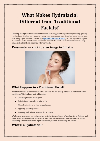What Makes Hydrafacial Different from Traditional Facials?