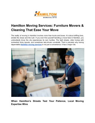 Hamilton Moving Services_ Furniture Movers & Cleaning That Ease Your Move